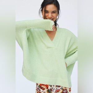 Anthropology Pistachio Green V-Neck Sweater